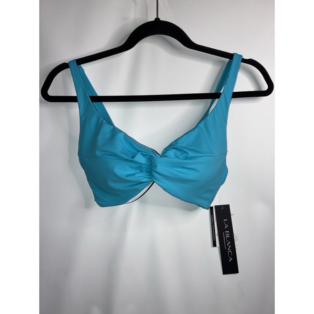 La Blanca Swim Top Island Goddess Twist Underwire Bra Bikini Top Only Azul Blue